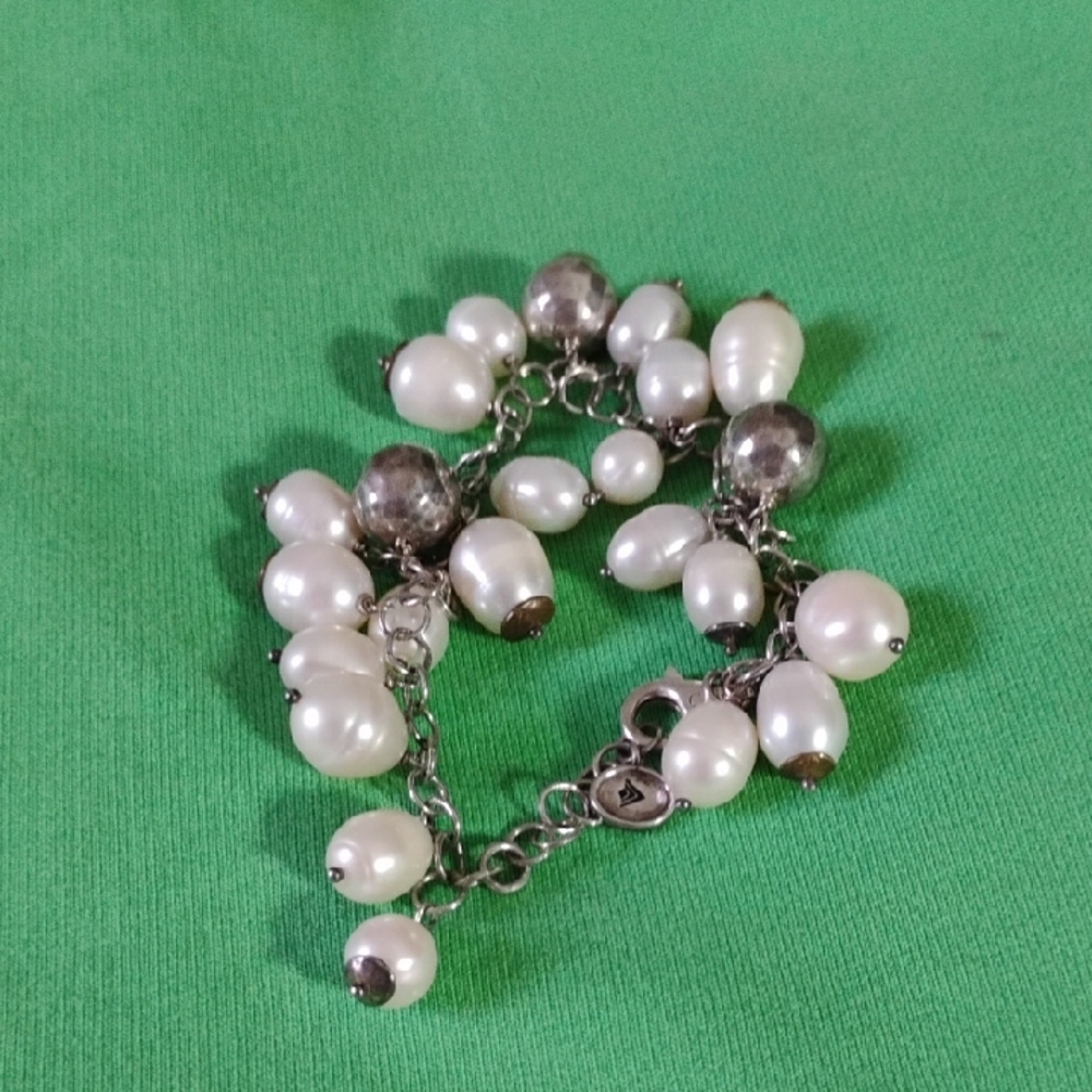 Silpada Silver and White Pearl Bracelet